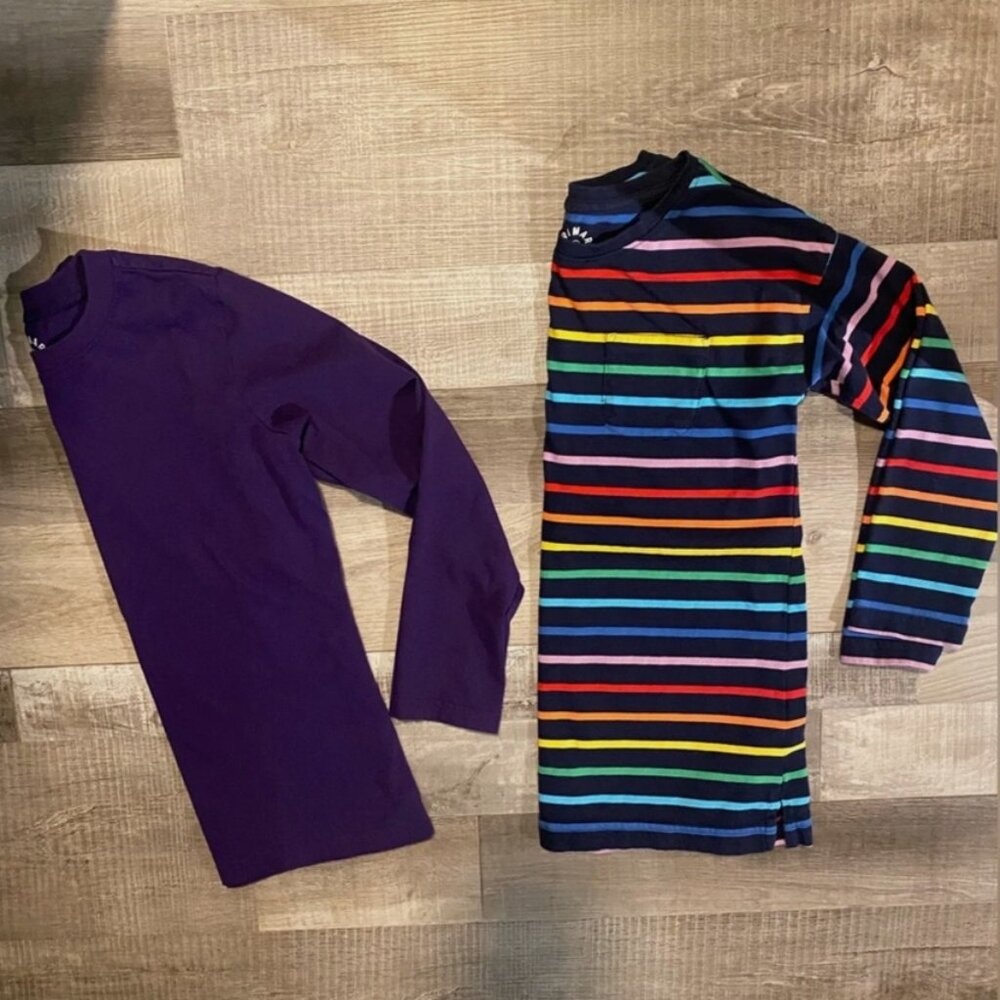 Primary 8-9Y Long Sleeve Shirt Bundle Purple Rainbow Stripe - Picture 2 of 12